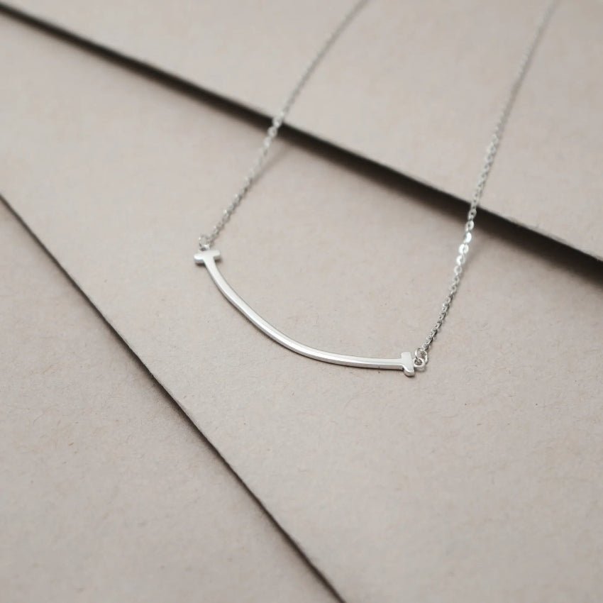 925 Silver Minimalist Arc Chain Pendant - 925 sterling silver pendant by Tassya Silver