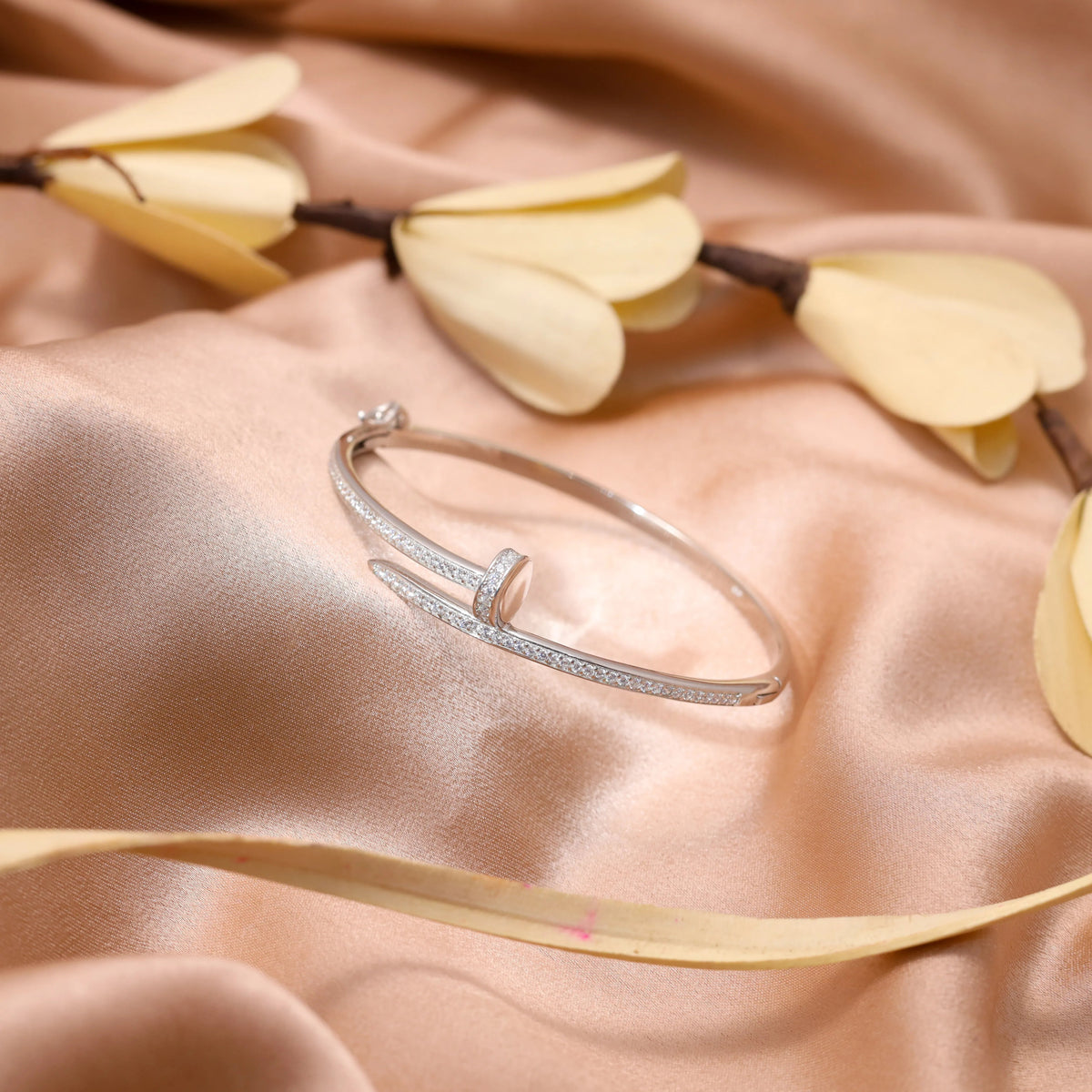 925 Silver Modern Edge Kada - 925 sterling silver bracelet by Tassya Silver