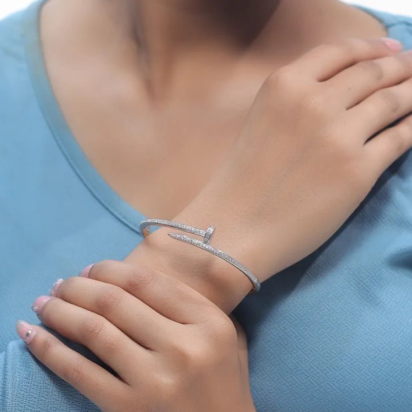 925 Silver Modern Edge Kada - 925 sterling silver bracelet by Tassya Silver
