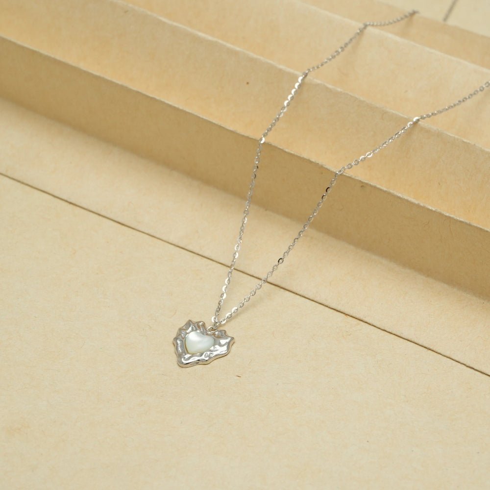 925 Silver Molten Heart Chain Pendant - 925 sterling silver pendant by Tassya Silver