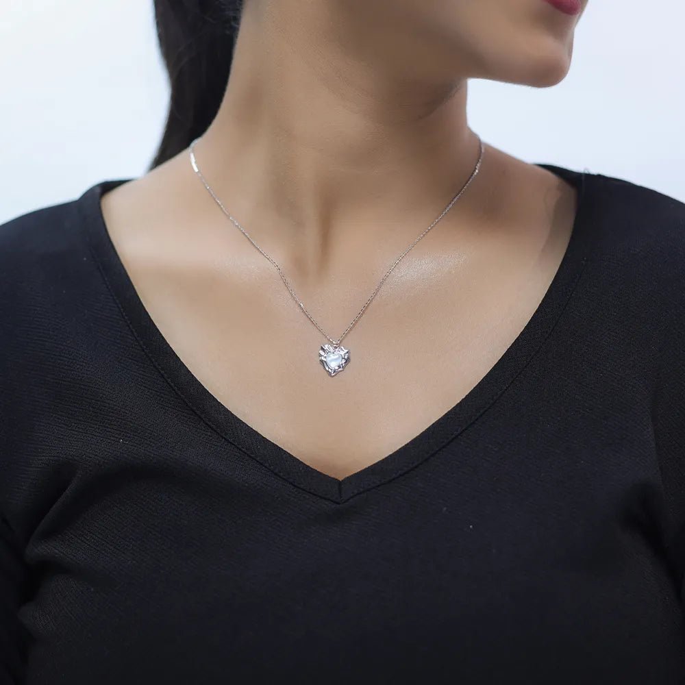 925 Silver Molten Heart Chain Pendant - 925 sterling silver pendant by Tassya Silver