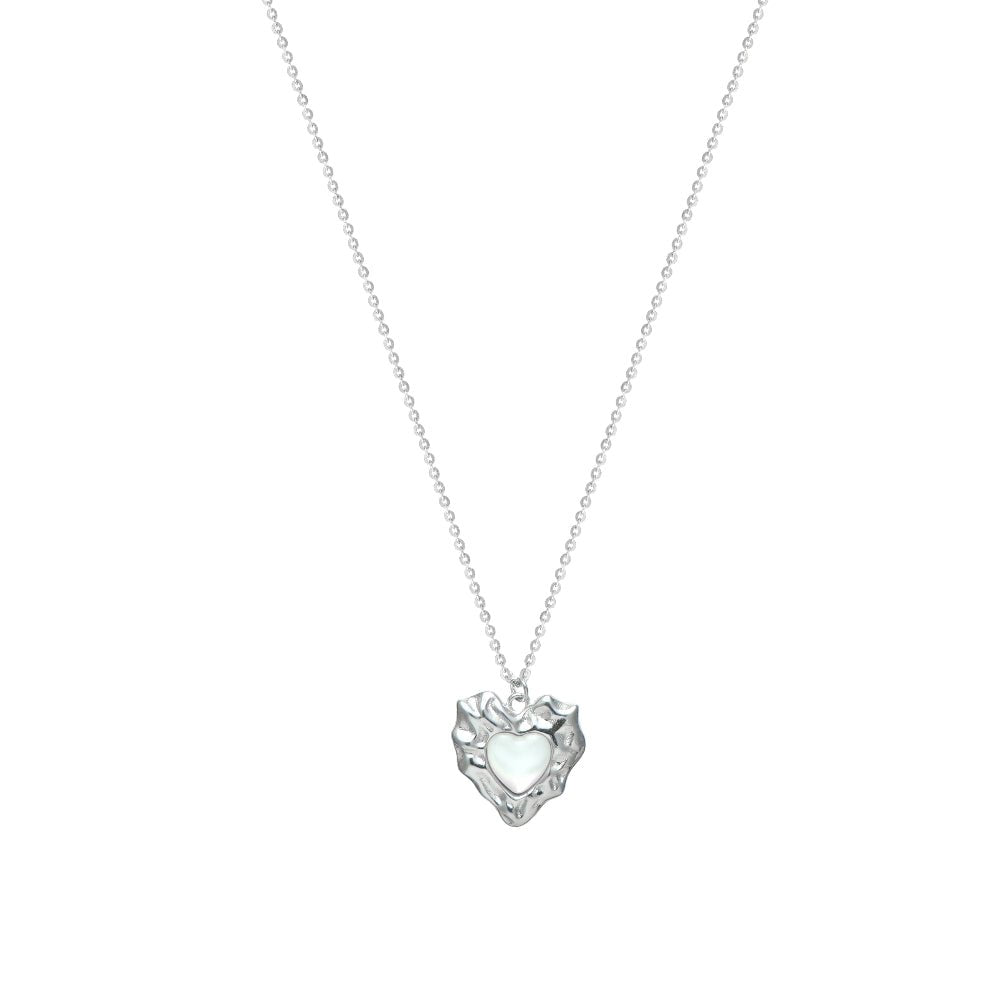 925 Silver Molten Heart Chain Pendant - 925 sterling silver pendant by Tassya Silver