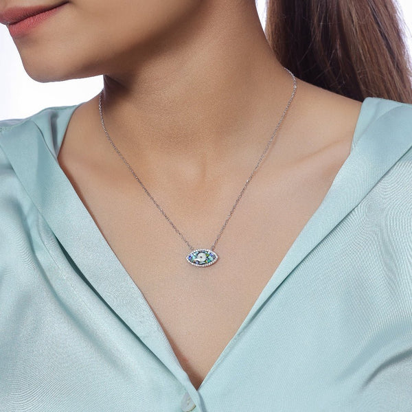 925 Silver Mosaic Eye Chain Pendant