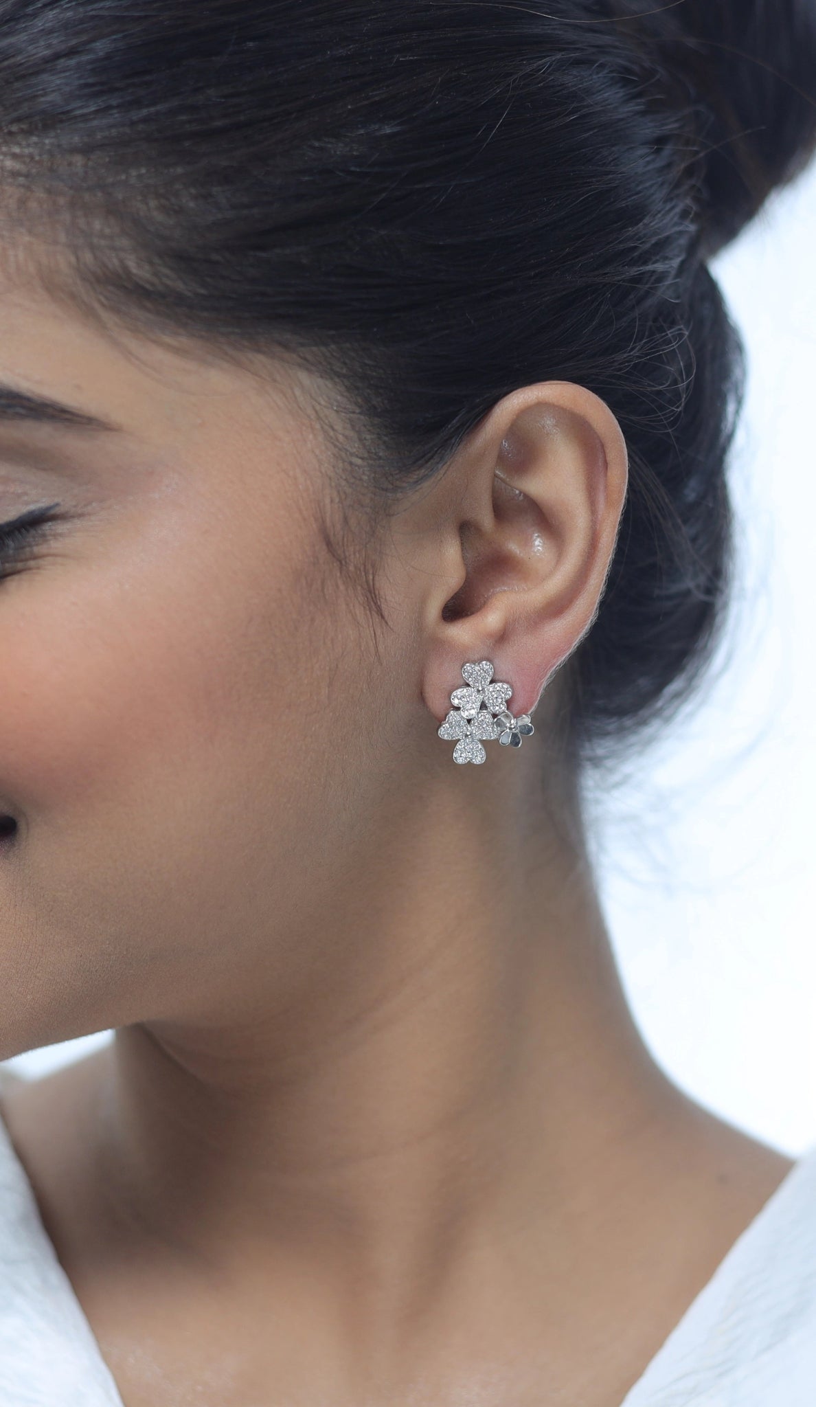 925 Silver Nature Inspired Floral Bunch Earrings - 925 sterling silver earrings by Tassya Silver