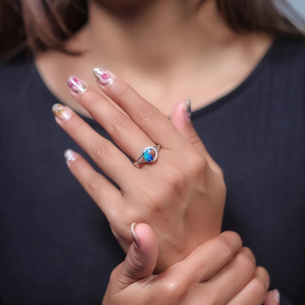 925 Silver Ocean Bloom Opal Ring - 925 sterling silver ring by Tassya Silver