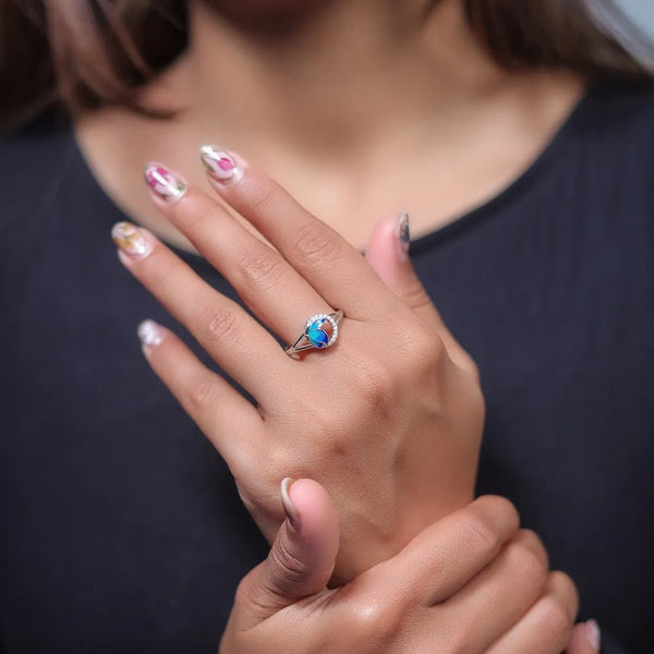 925 Silver Ocean Bloom Opal Ring
