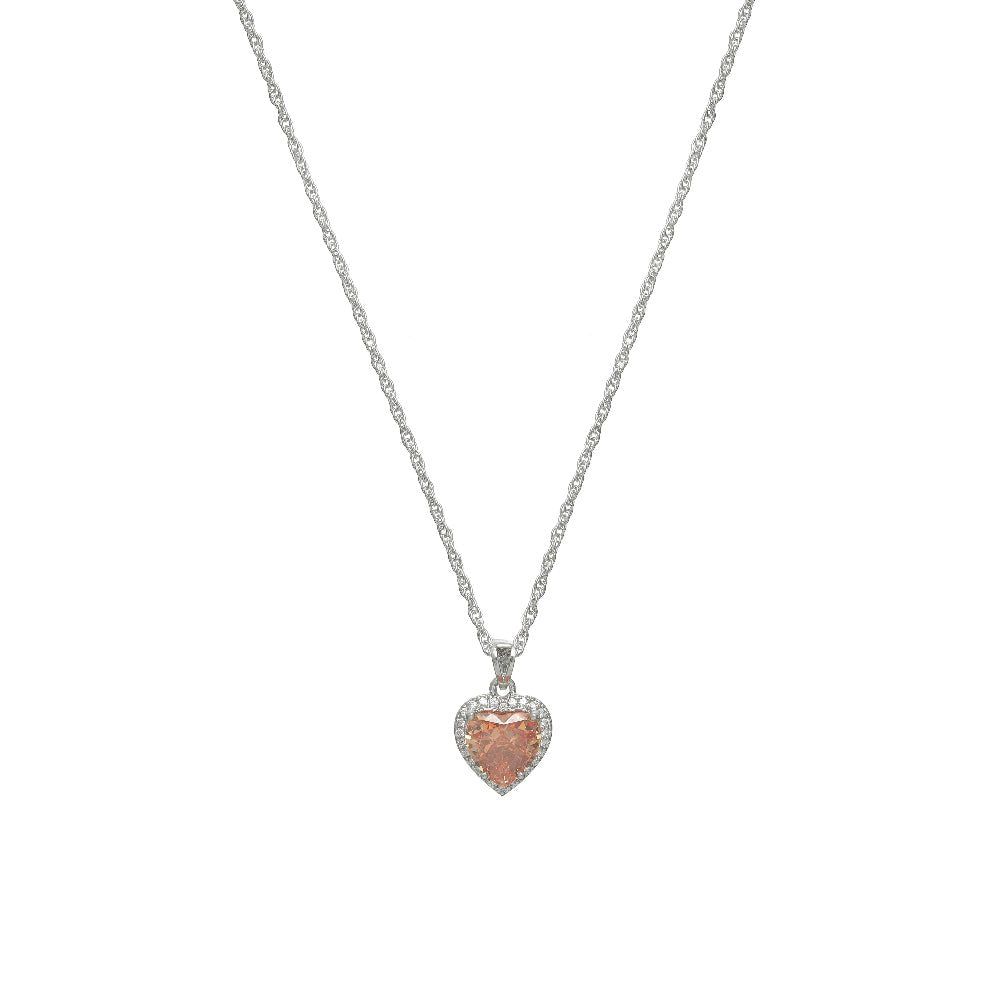 925 Silver Peach Heart Pendant - 925 sterling silver pendant by Tassya Silver