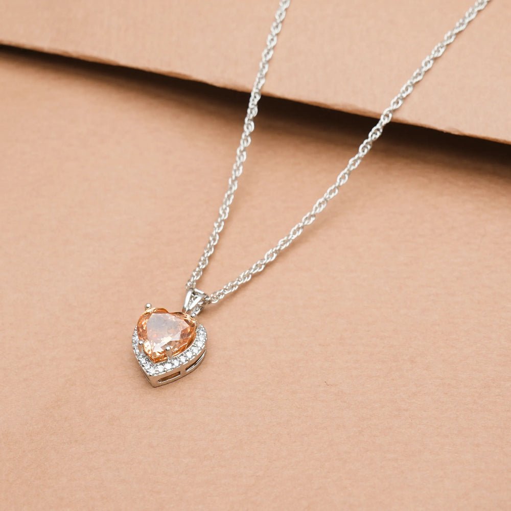 925 Silver Peach Heart Pendant - 925 sterling silver pendant by Tassya Silver