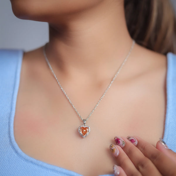 925 Silver Peach Heart Pendant