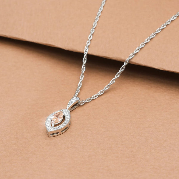 925 Silver Peach Marquise Diamond Pendant