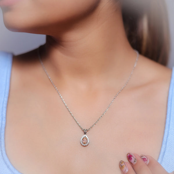 925 Silver Peach Oval Pendant