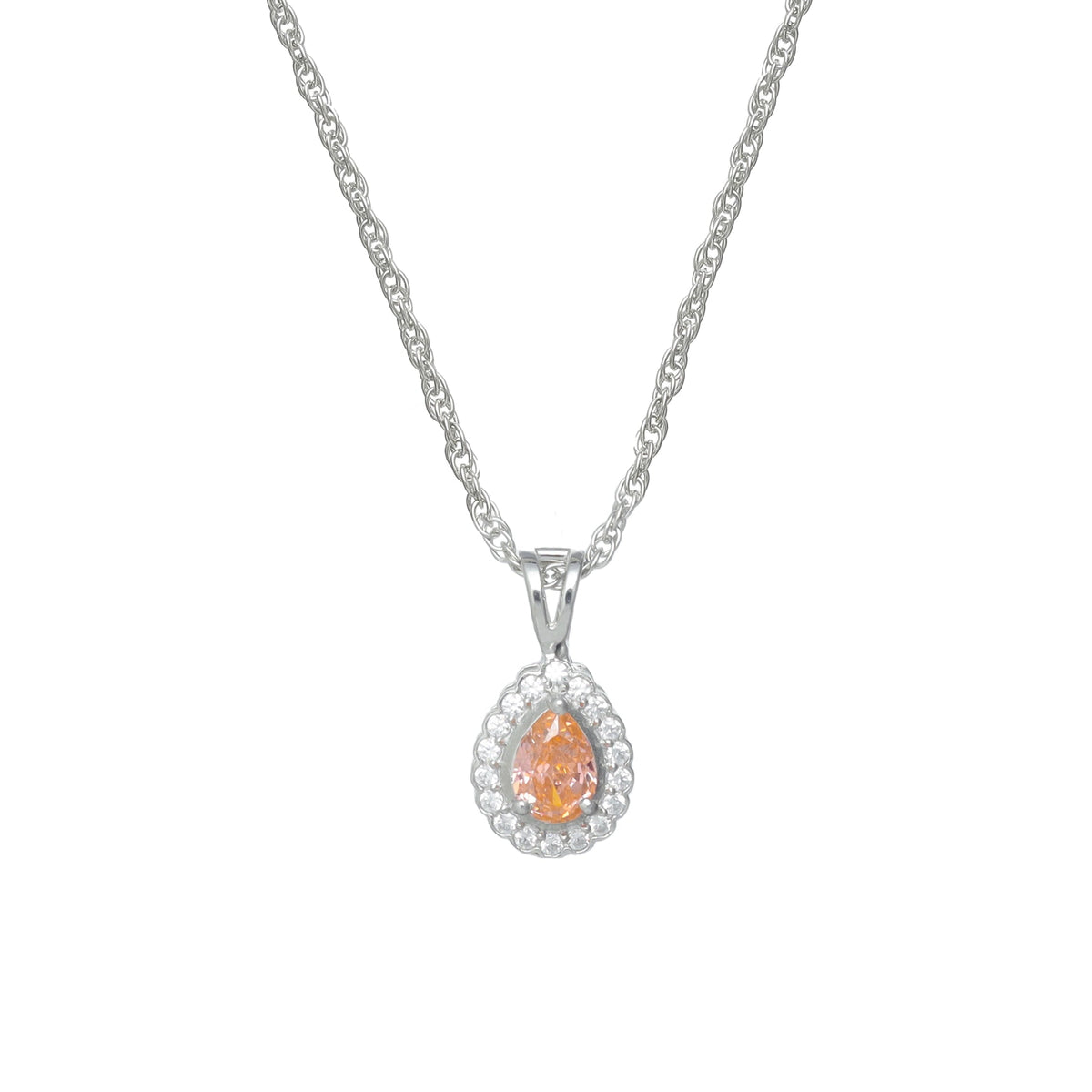 925 Silver Peach Oval Pendant - 925 sterling silver pendant by Tassya Silver