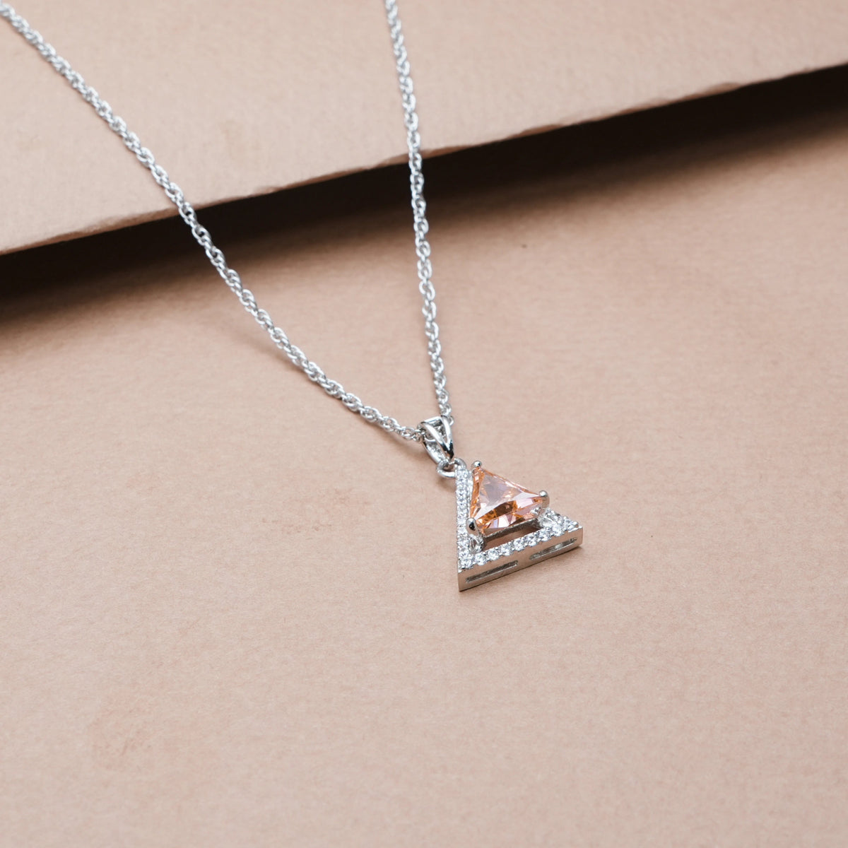 925 Silver Peach Prism Pendant - 925 sterling silver pendant by Tassya Silver