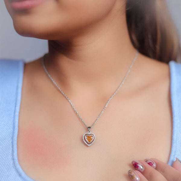 925 Silver Peach Twin Heart Pendant
