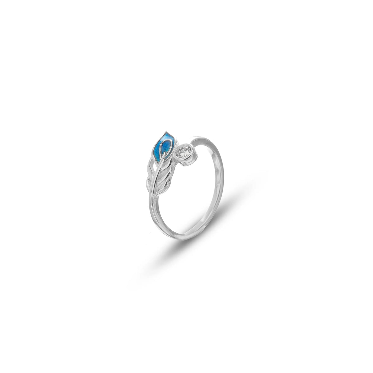 925 Silver Peacock Feather Minimal Ring - 925 sterling silver ring by Tassya Silver