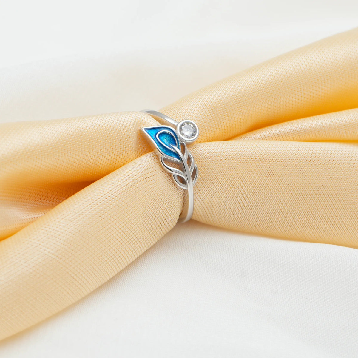 925 Silver Peacock Feather Minimal Ring - 925 sterling silver ring by Tassya Silver