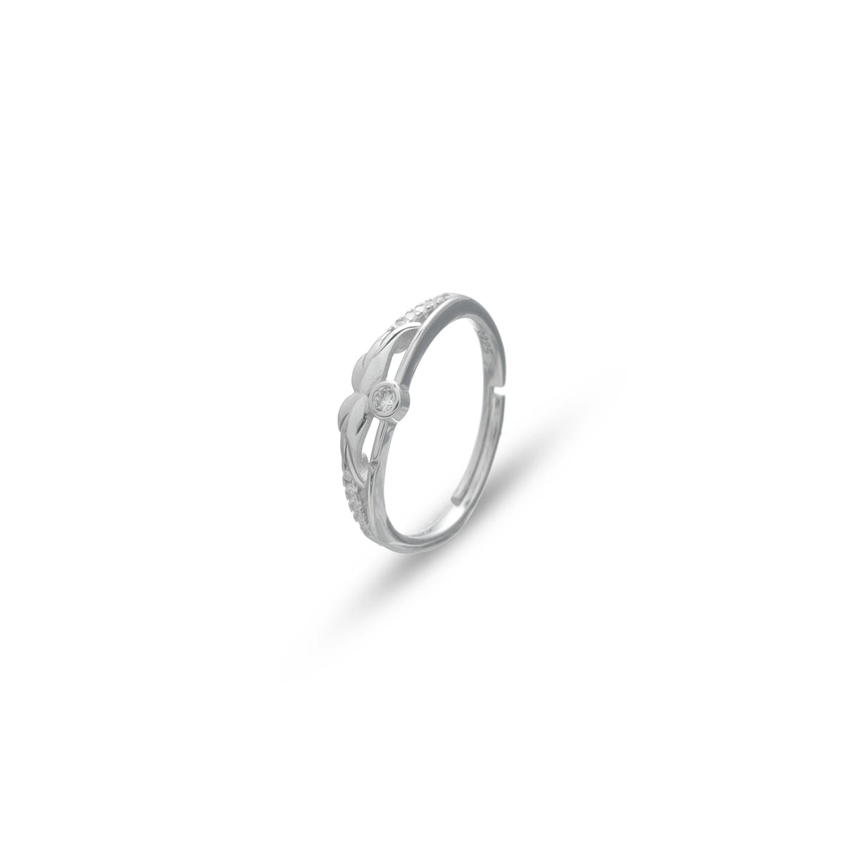 925 Silver Petal Crest Floral Ring - 925 sterling silver ring by Tassya Silver