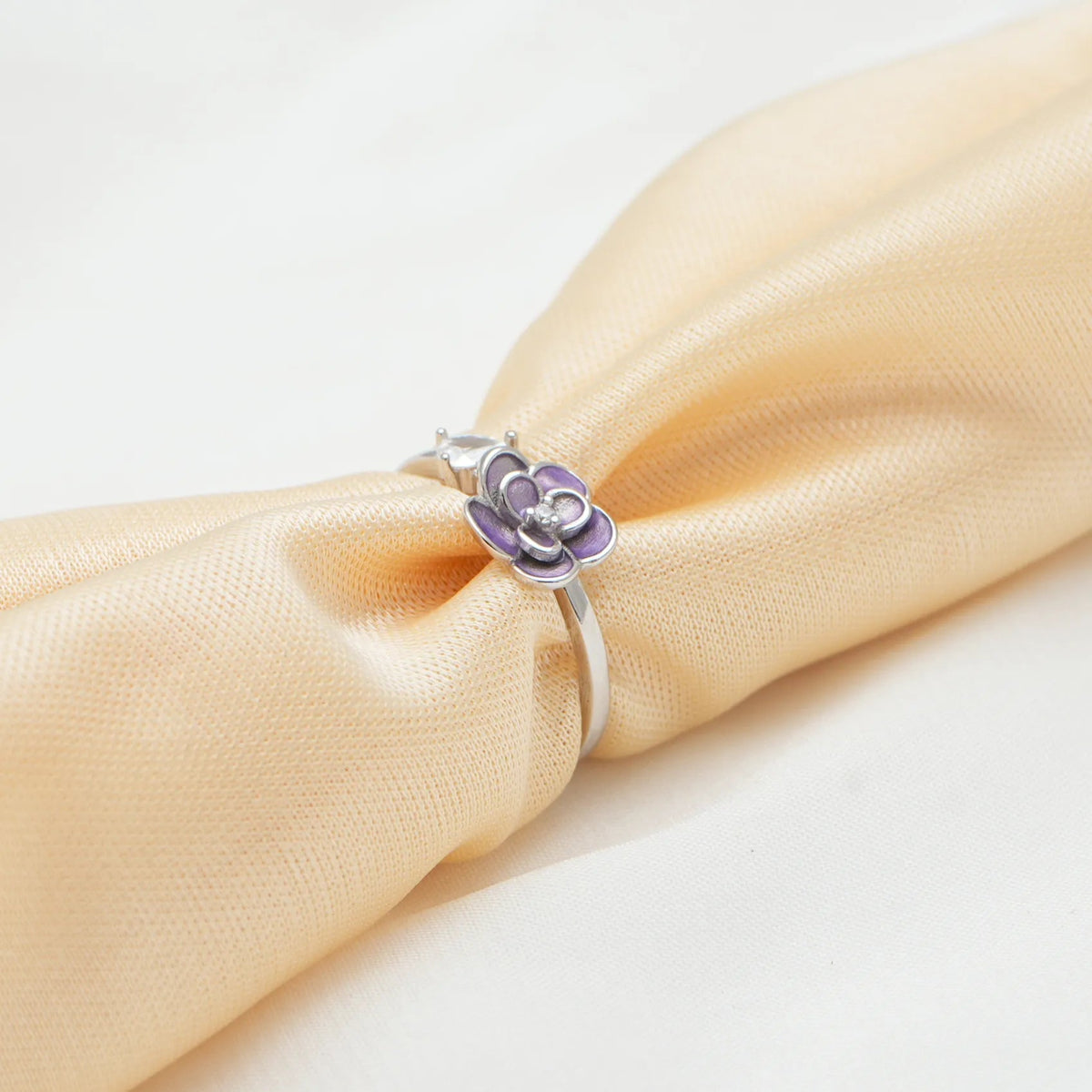 925 Silver Petal Whisper Floral Ring - 925 sterling silver ring by Tassya Silver