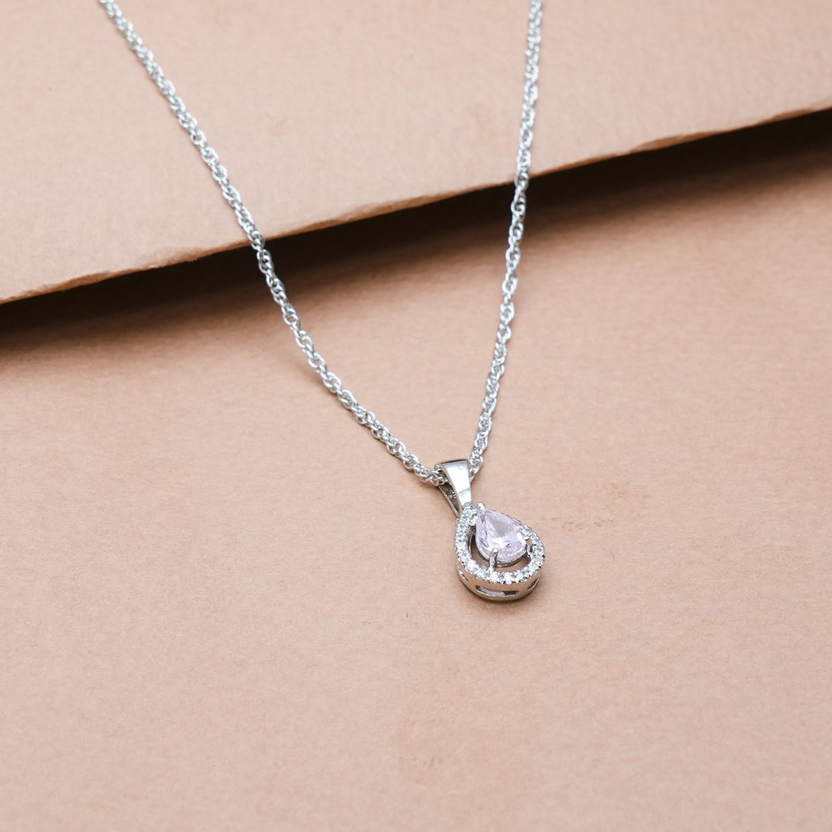 925 Silver Pink Blush Drop Pendant - 925 sterling silver pendant by Tassya Silver