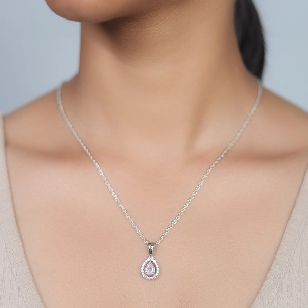 925 Silver Pink Blush Drop Pendant