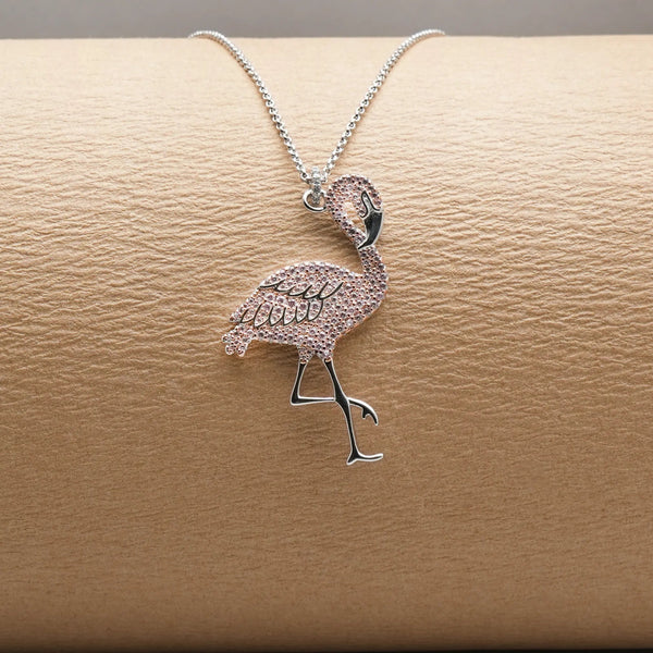 925 Silver Rose Blush Flamingo Pendant
