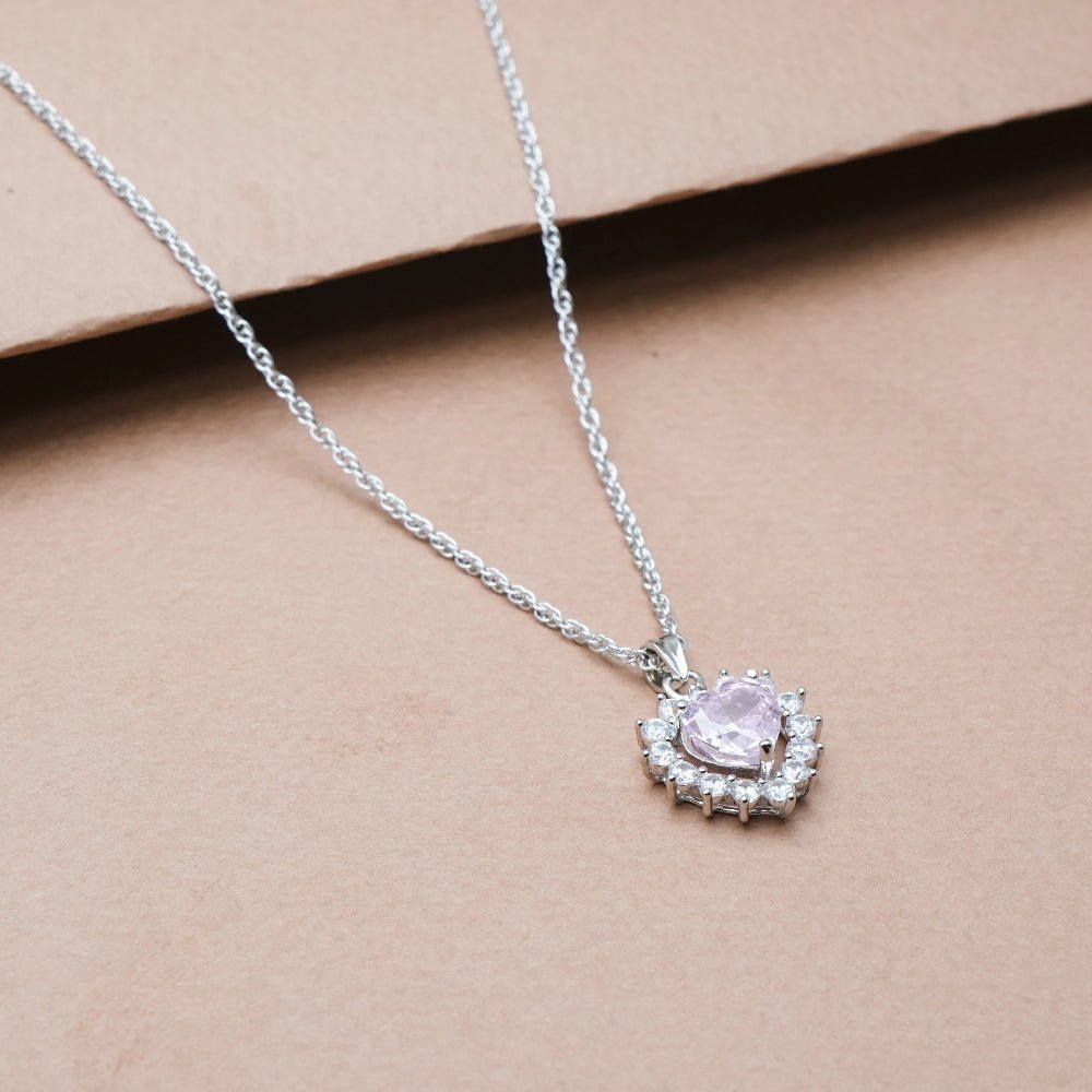 925 Silver Pink Celestial Heart Pendant - 925 sterling silver pendant by Tassya Silver
