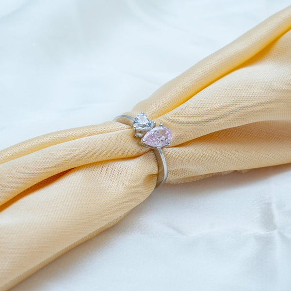 925 Silver Pink Drop Ring