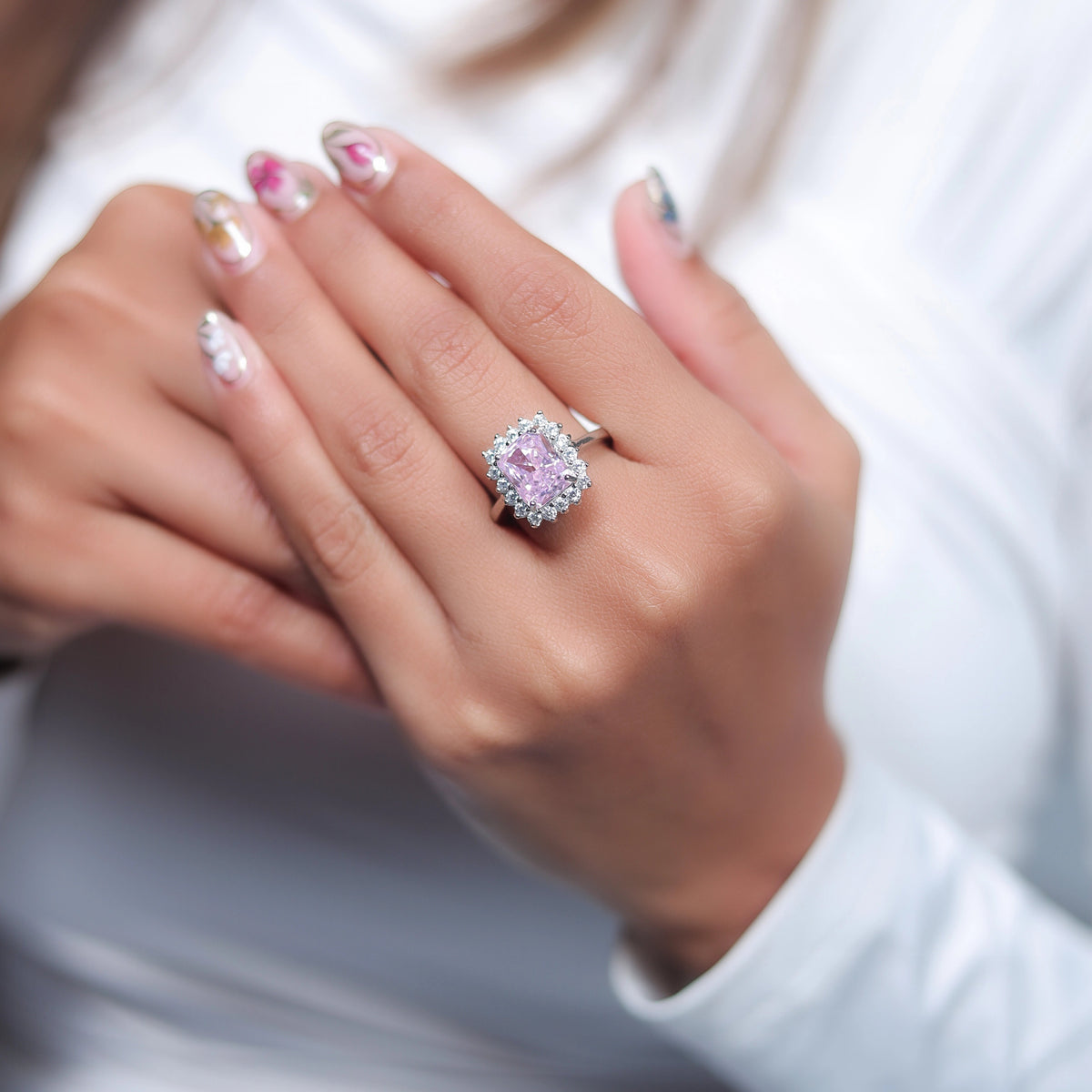 925 Silver Pink Glow Ring - 925 sterling silver ring by Tassya Silver