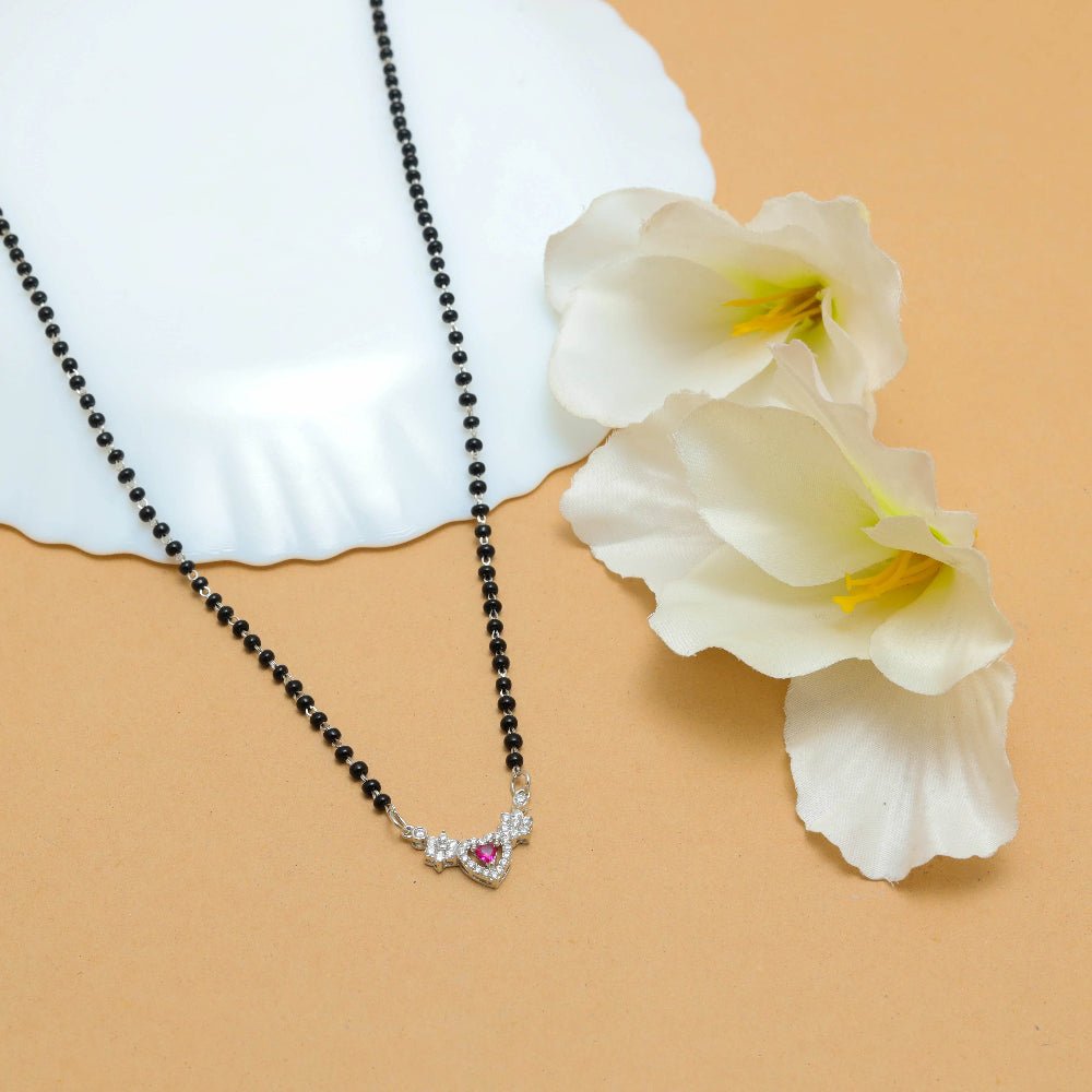 925 Silver Pink Heart Mangalsutra - 925 sterling silver mangalsutra by Tassya Silver