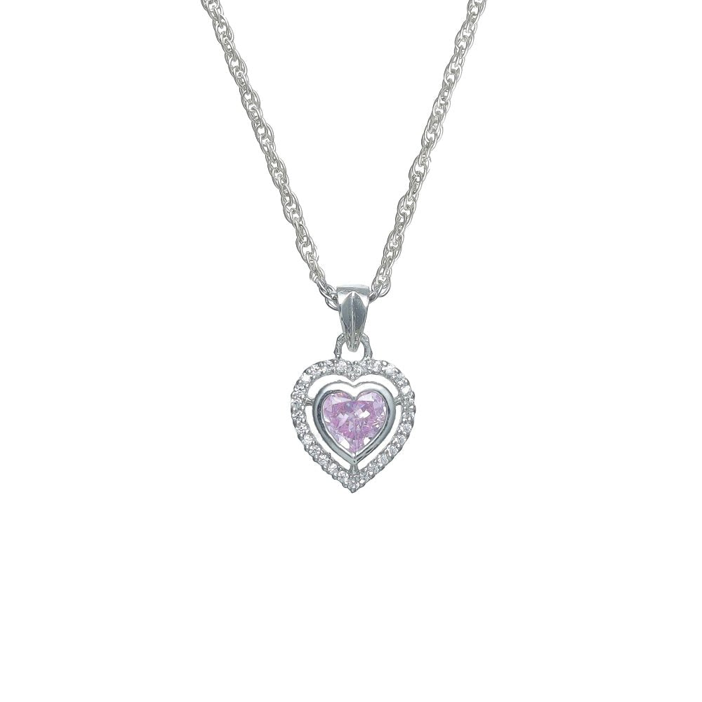 925 Silver Pink Heartbeat Glow Pendant - 925 sterling silver pendant by Tassya Silver