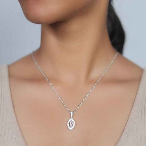 925 Silver Pink Marquise Drop Pendant