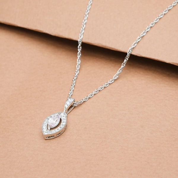 925 Silver Pink Marquise Drop Pendant