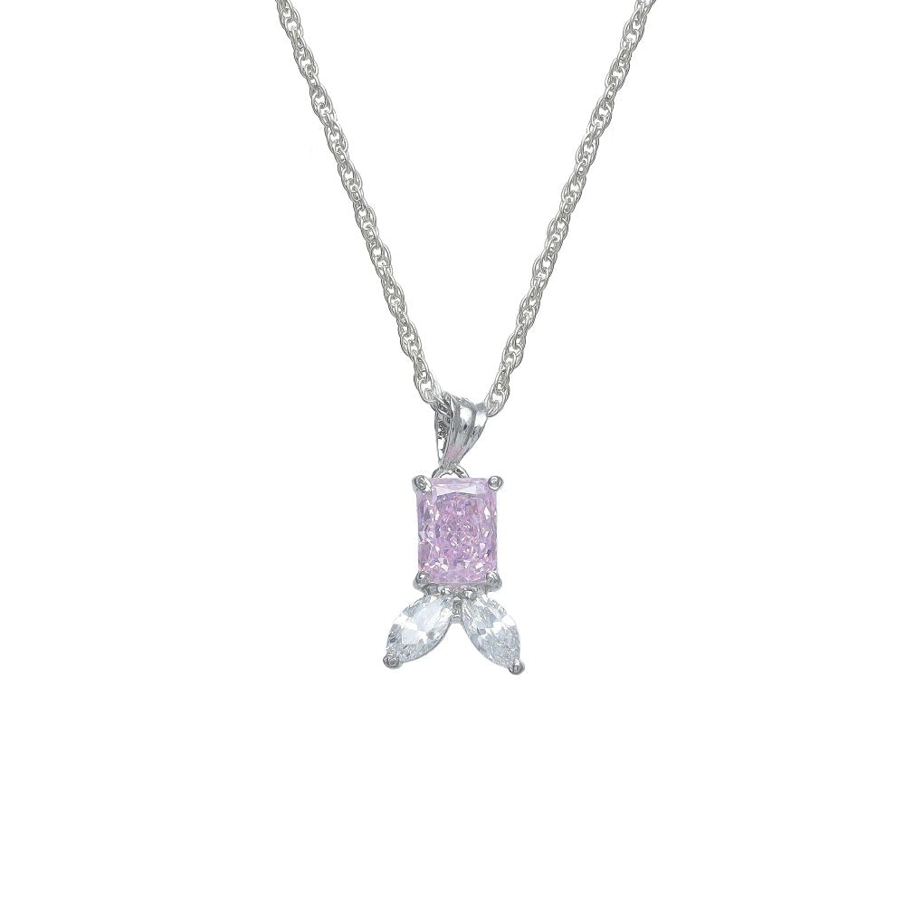 925 Silver Pink Petal Kiss Pendant - 925 sterling silver pendant by Tassya Silver