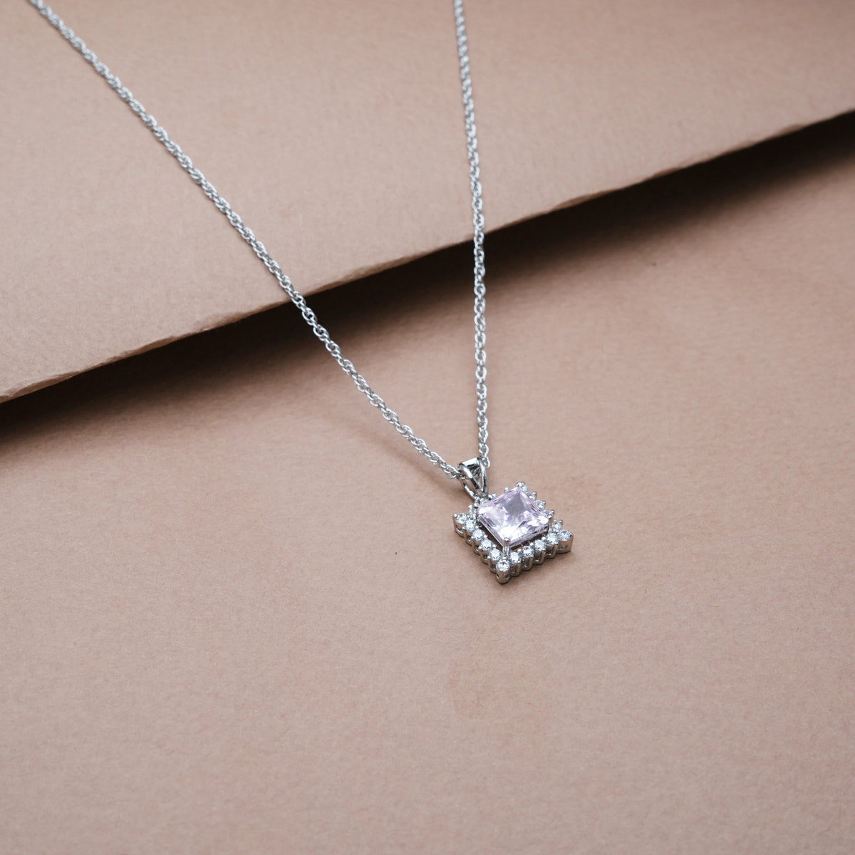 925 Silver Pink Radiant Pendant - 925 sterling silver pendant by Tassya Silver