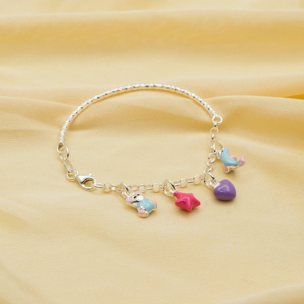 925 Silver Playful Charms Kada - 925 sterling silver bracelet by Tassya Silver