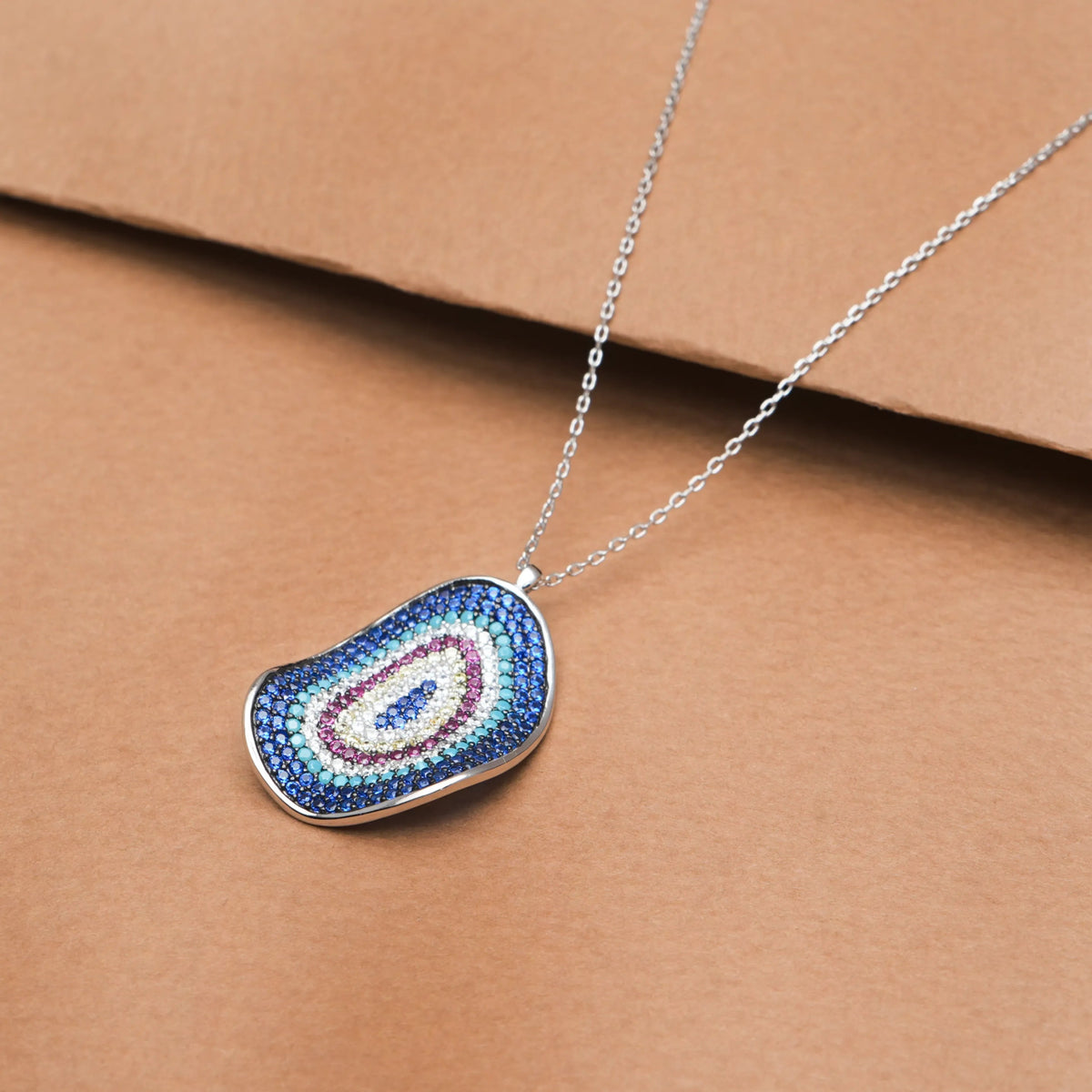 925 Silver Rainbow Aura Pendant - 925 sterling silver pendant by Tassya Silver