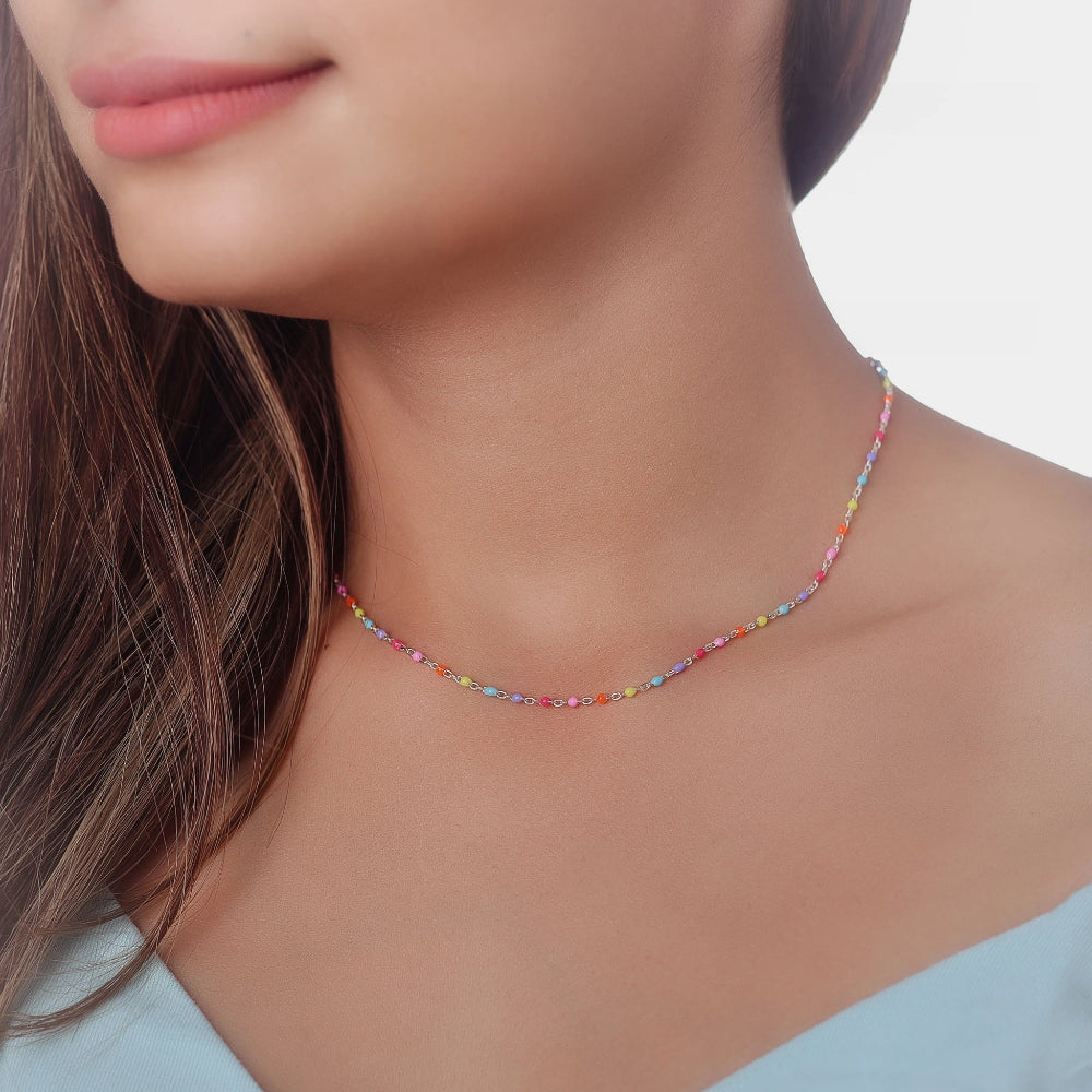 925 Silver Rainbow Bead Pendant - 925 sterling silver pendant by Tassya Silver