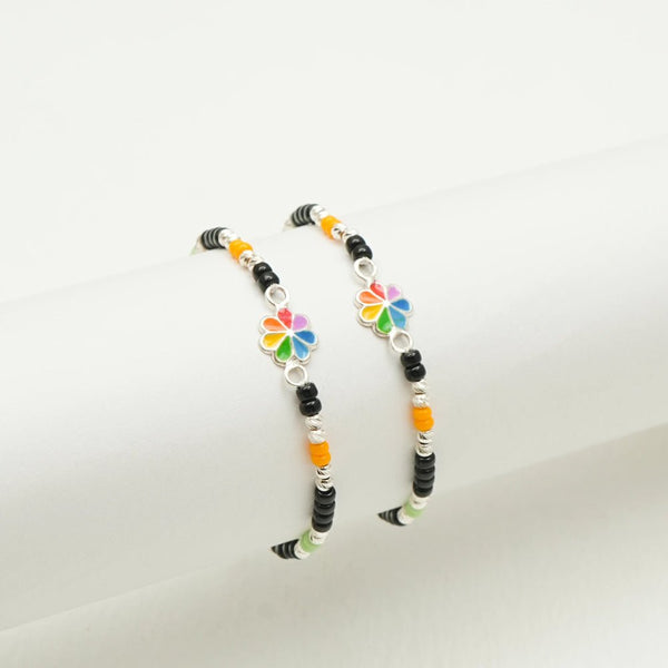 925 Silver Rainbow Flower Bracelet