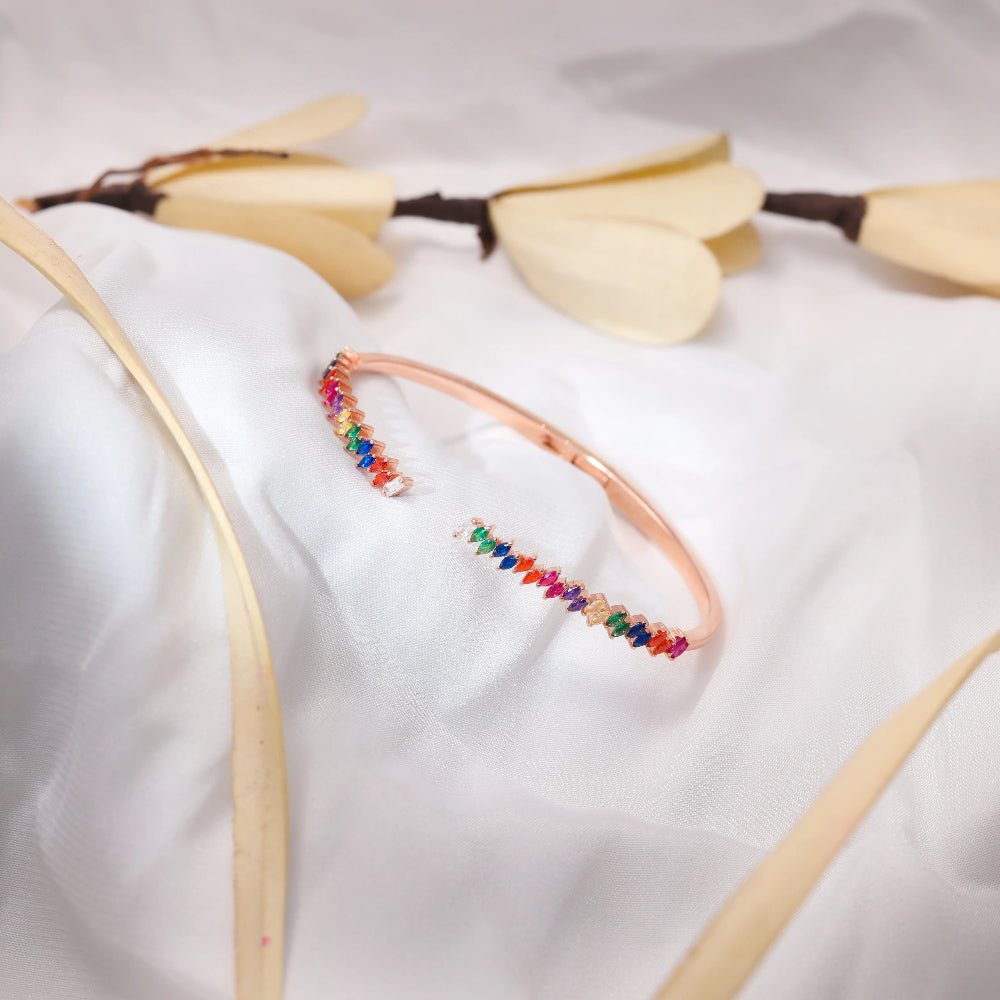 925 Silver Rainbow Sparkle Kada - 925 sterling silver bracelet by Tassya Silver