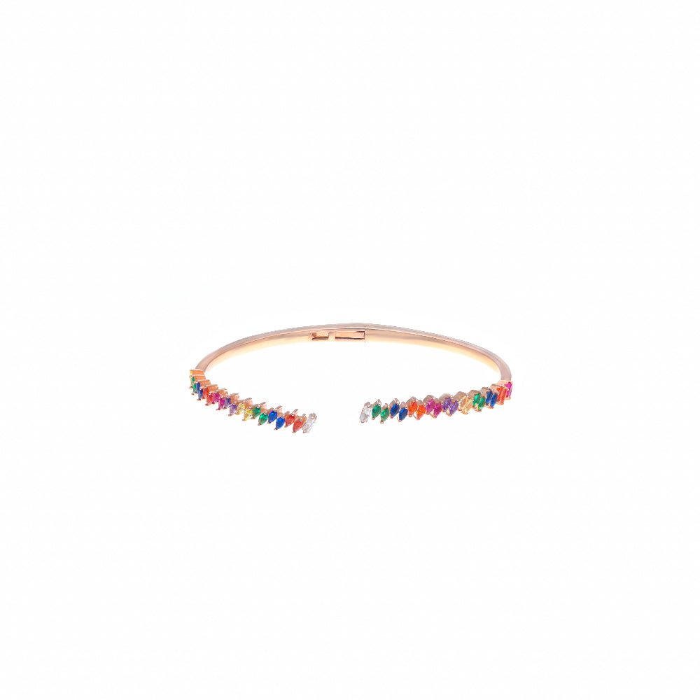 925 Silver Rainbow Sparkle Kada - 925 sterling silver bracelet by Tassya Silver