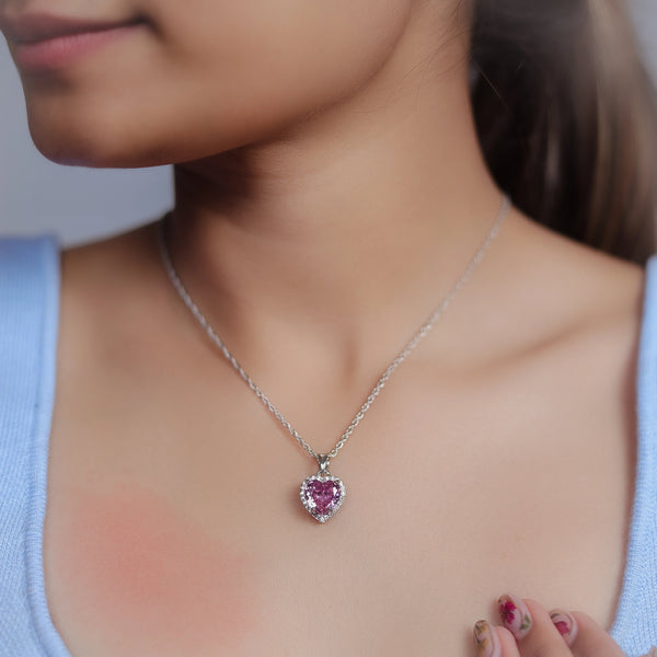 925 Silver Rosé Heart Glow Pendant