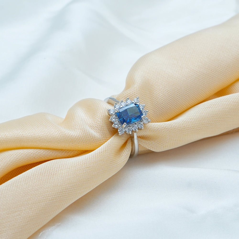 925 Silver Sapphire Glow Ring - 925 sterling silver ring by Tassya Silver