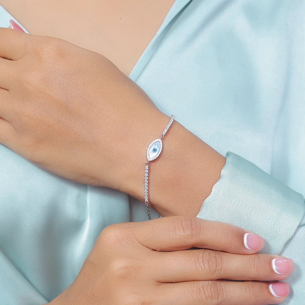 925 Silver Serene Eye Bracelet - 925 sterling silver bracelet by Tassya Silver
