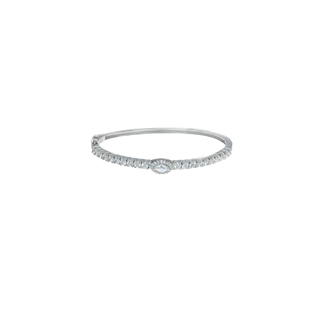 925 Silver Simply Diamond Halo Kada - 925 sterling silver bracelet by Tassya Silver