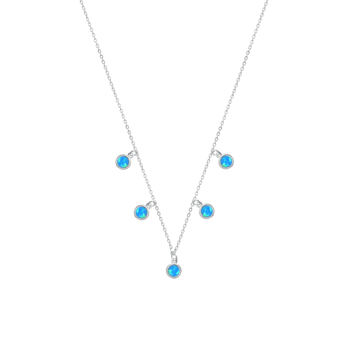 925 Silver Sky Blue Opal Charm Pendant - 925 sterling silver pendant by Tassya Silver