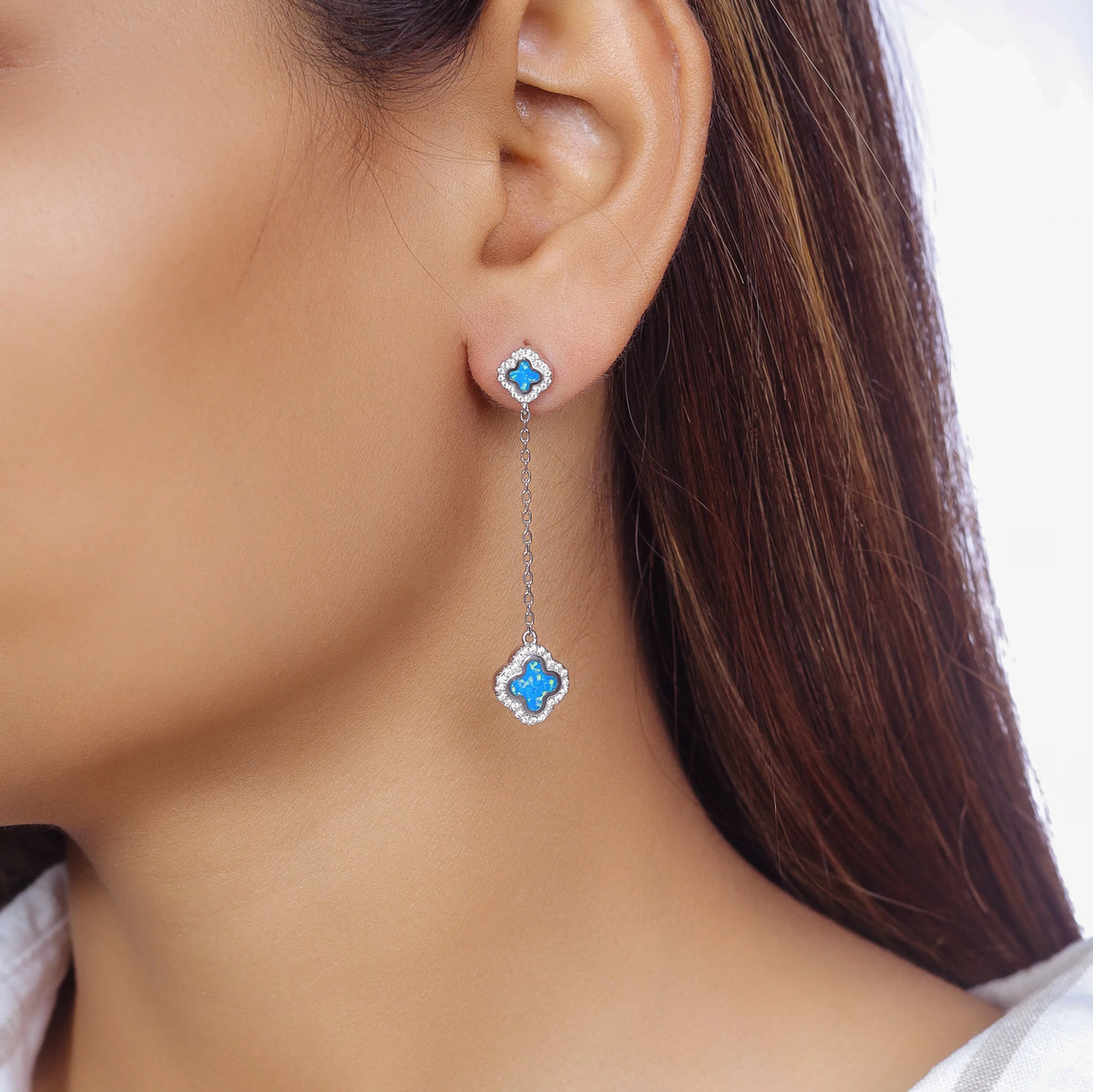 925 Silver Sky Opal Drop Earrings - 925 sterling silver earrings by Tassya Silver