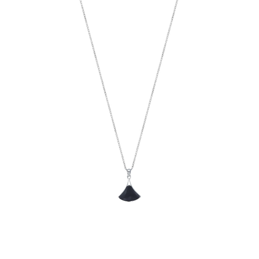 925 Silver Sleek Fan Drop Chain Pendant - 925 sterling silver pendant by Tassya Silver