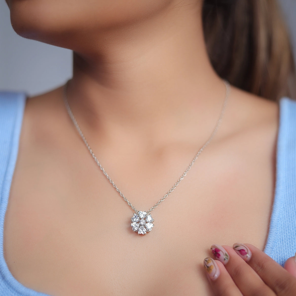 925 Silver Snowflake Spark Pendant - 925 sterling silver pendant by Tassya Silver