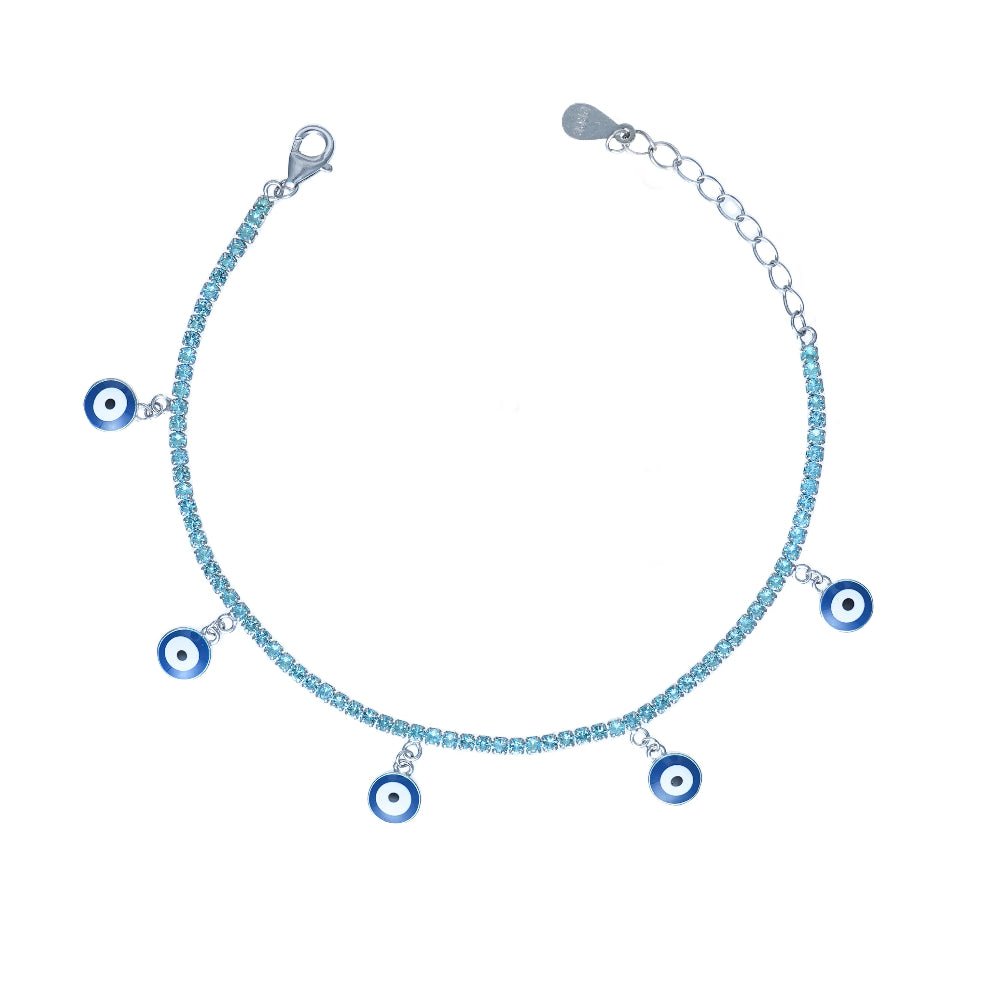 925 Silver Spark Evil Eye Bracelet - 925 sterling silver bracelet by Tassya Silver
