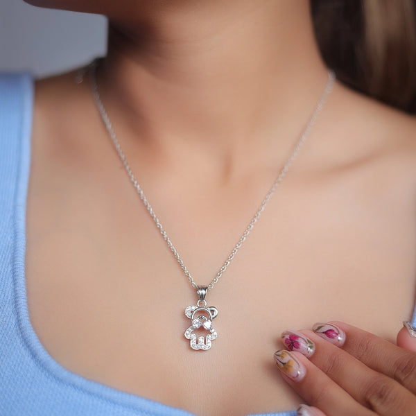 925 Silver Sparkle Bear Pendant